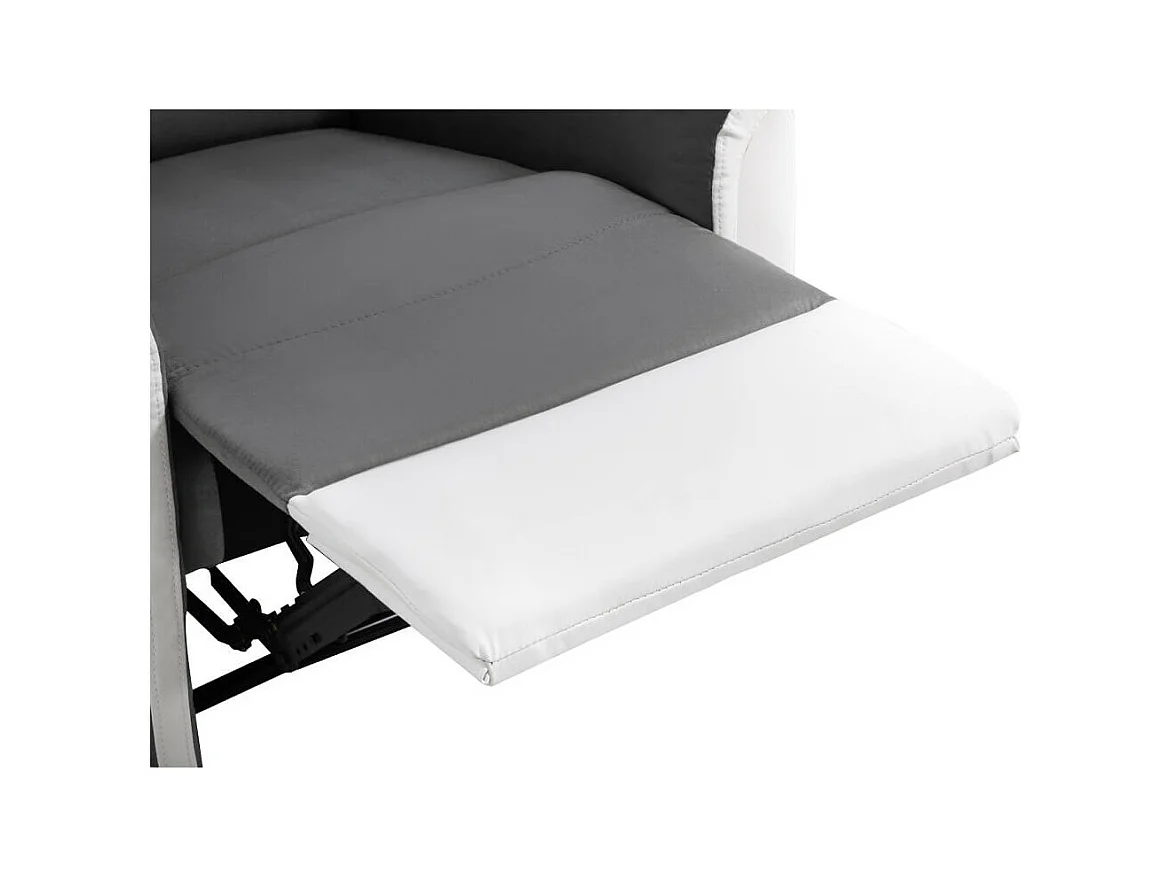 Fauteuil de Relaxation 1 place en Microfibre et Simili Léon - Blanc et gris - L87 x 94 x 100cm - Loungitude