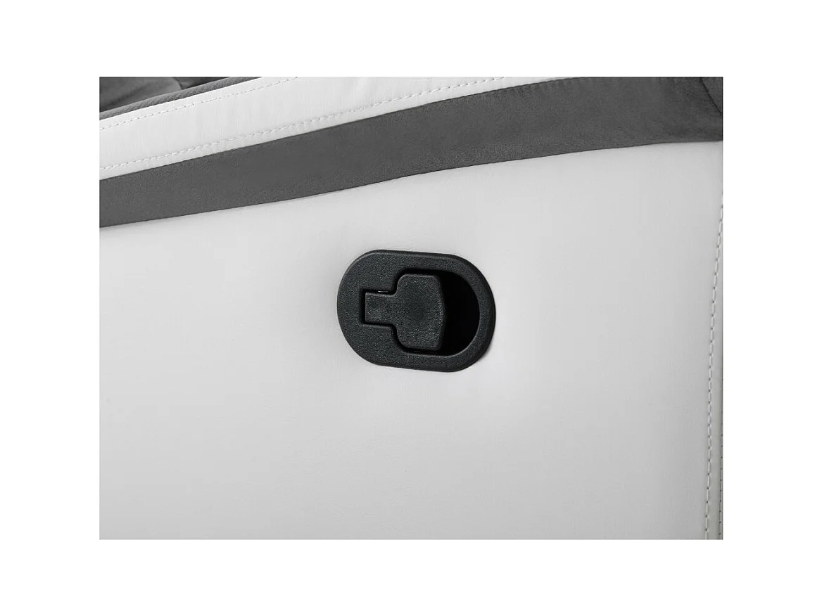 Fauteuil de Relaxation 1 place en Microfibre et Simili Léon - Blanc et gris - L87 x 94 x 100cm - Loungitude