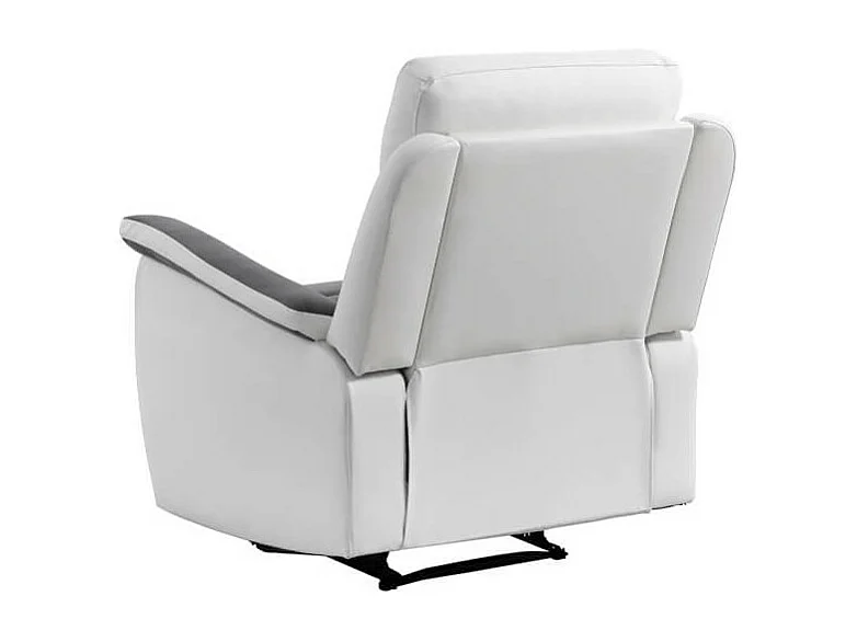 Fauteuil de Relaxation 1 place en Microfibre et Simili Léon - Blanc et gris - L87 x 94 x 100cm - Loungitude