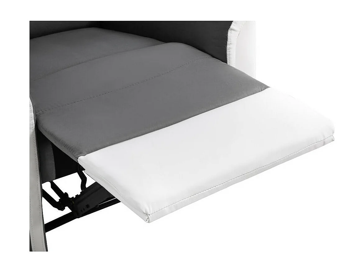 Fauteuil de Relaxation 1 place en Microfibre et Simili Léon - Blanc et gris - L87 x 94 x 100cm - Loungitude