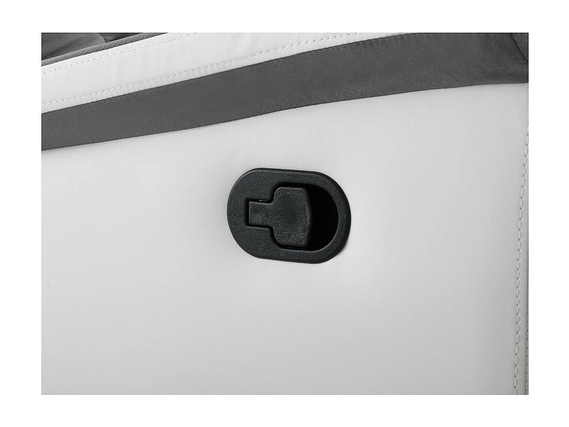 Fauteuil de Relaxation 1 place en Microfibre et Simili Léon - Blanc et gris - L87 x 94 x 100cm - Loungitude