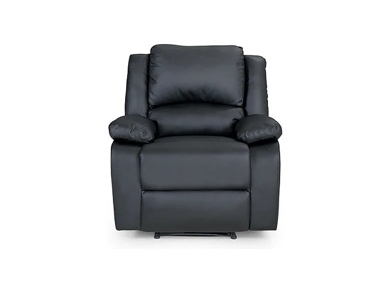 Fauteuil Relaxation 1 place Simili cuir Léo - Noir - L88 x 93 x 96cm - Loungitude