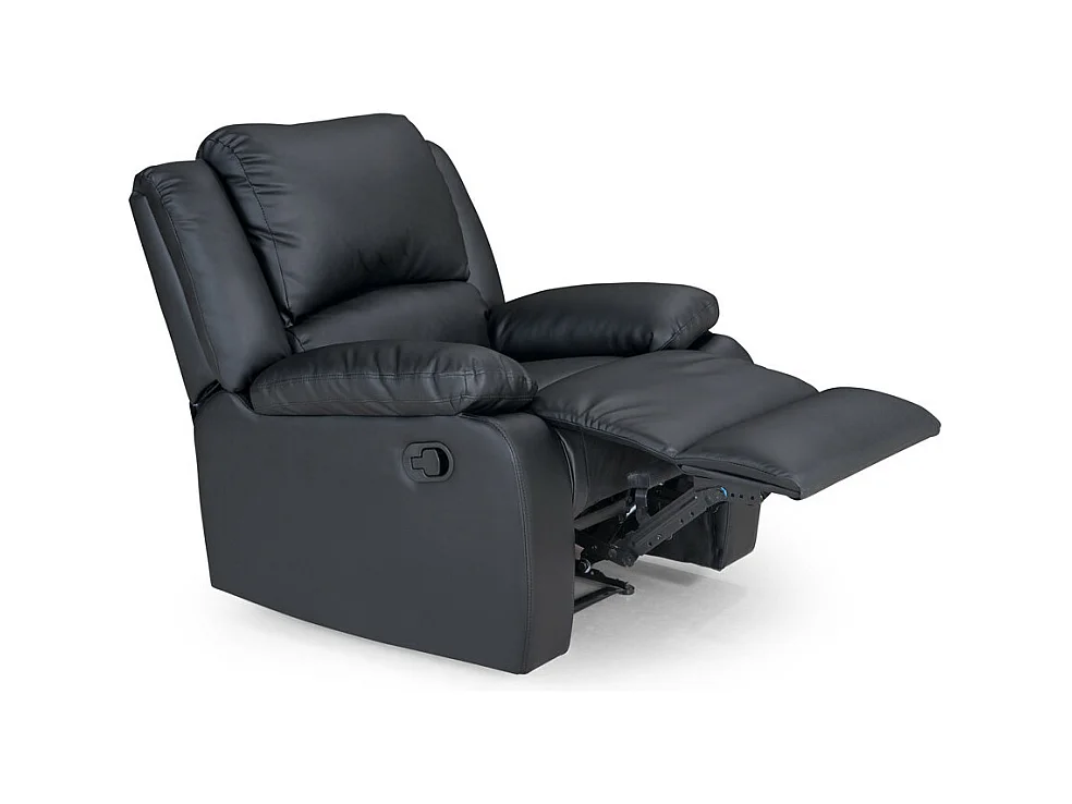 Fauteuil Relaxation 1 place Simili cuir Léo - Noir - L88 x 93 x 96cm - Loungitude