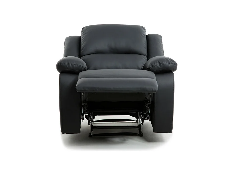 Fauteuil Relaxation 1 place Simili cuir Léo - Noir - L88 x 93 x 96cm - Loungitude
