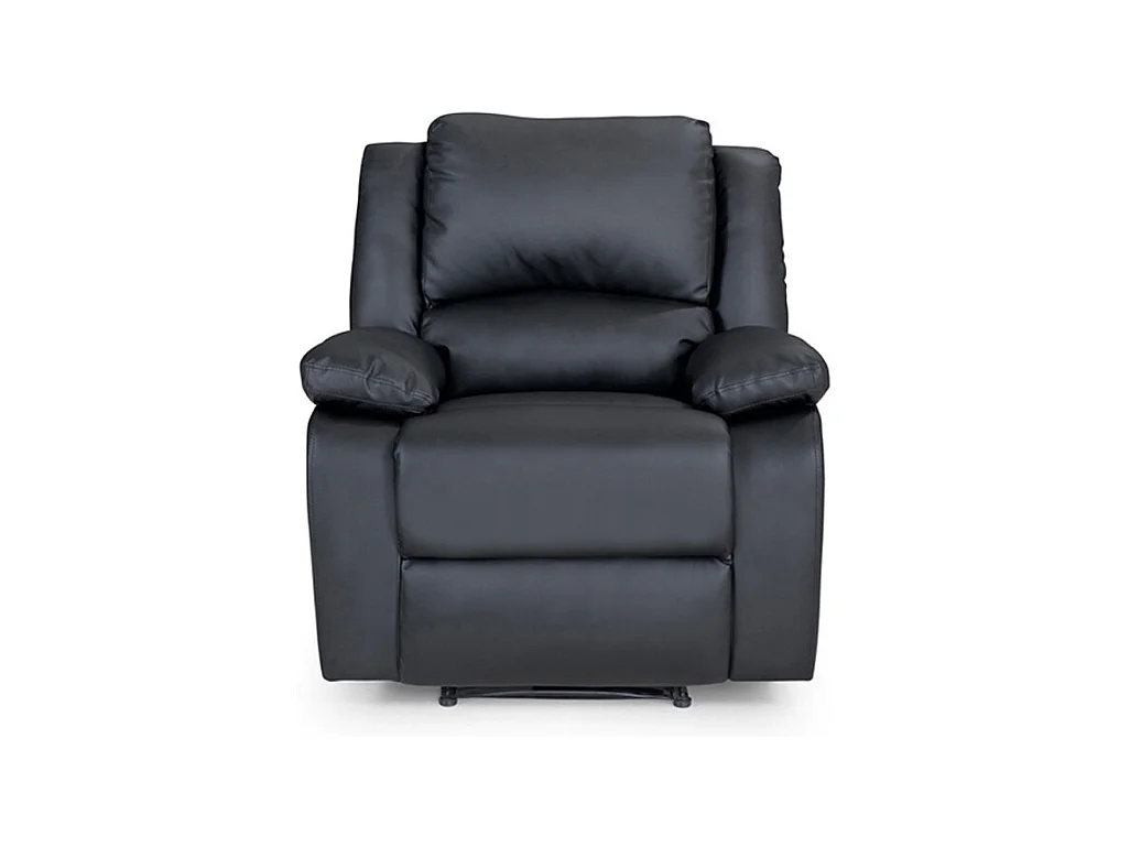 Fauteuil Relaxation 1 place Simili cuir Léo - Noir - L88 x 93 x 96cm - Loungitude