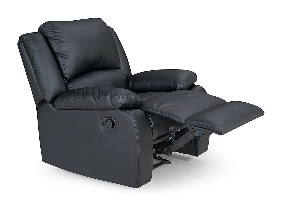 Fauteuil Relaxation 1 place Simili cuir Léo - Noir - L88 x 93 x 96cm - Loungitude