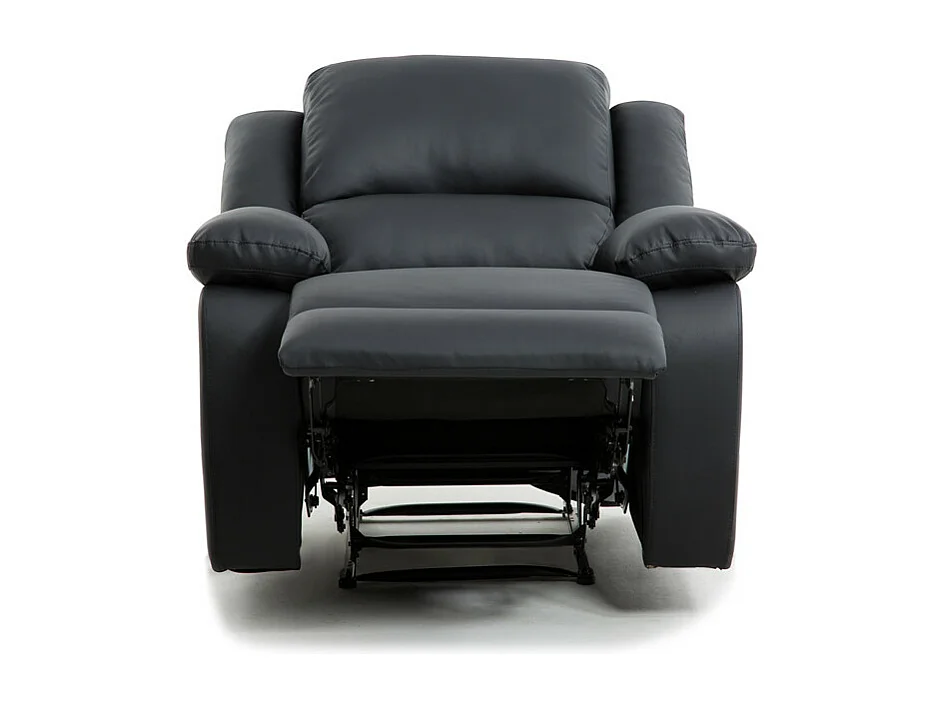 Fauteuil Relaxation 1 place Simili cuir Léo - Noir - L88 x 93 x 96cm - Loungitude
