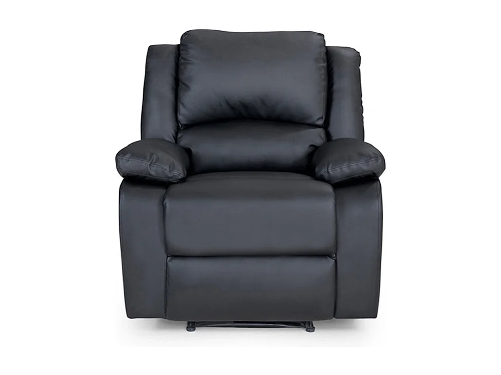 Fauteuil Relaxation 1 place Simili cuir Léo - Noir - L88 x 93 x 96cm - Loungitude
