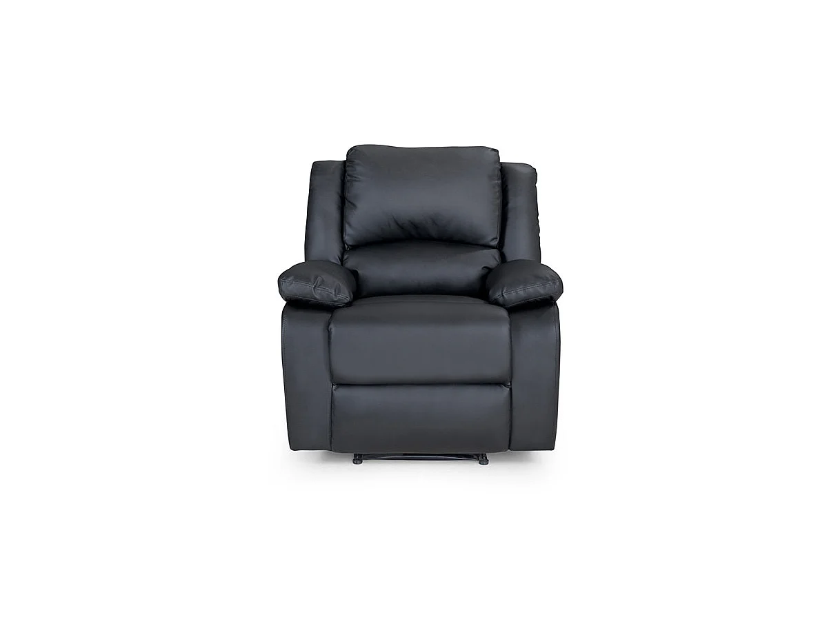 Fauteuil Relaxation 1 place Simili cuir Léo - Noir - L88 x 93 x 96cm - Loungitude