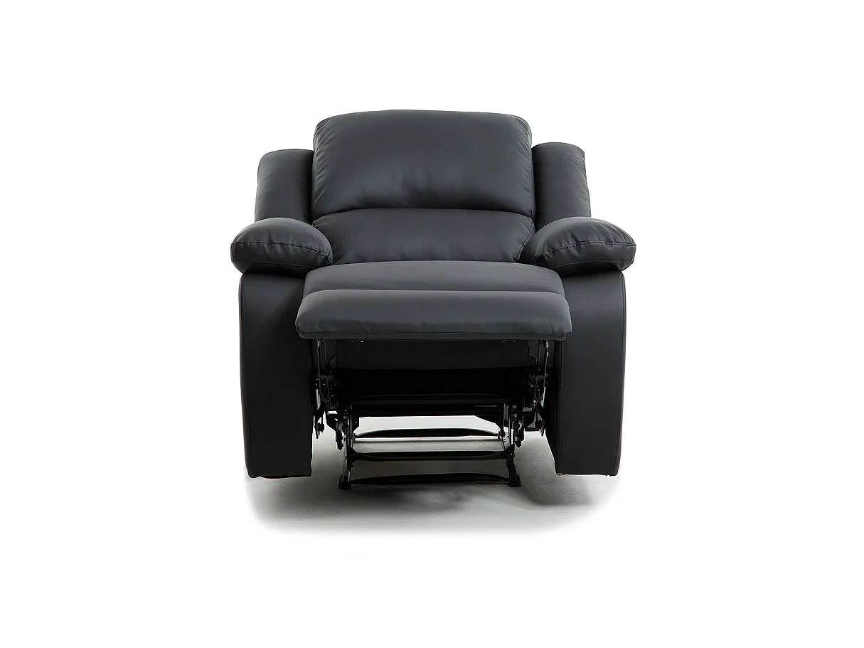 Fauteuil Relaxation 1 place Simili cuir Léo - Noir - L88 x 93 x 96cm - Loungitude