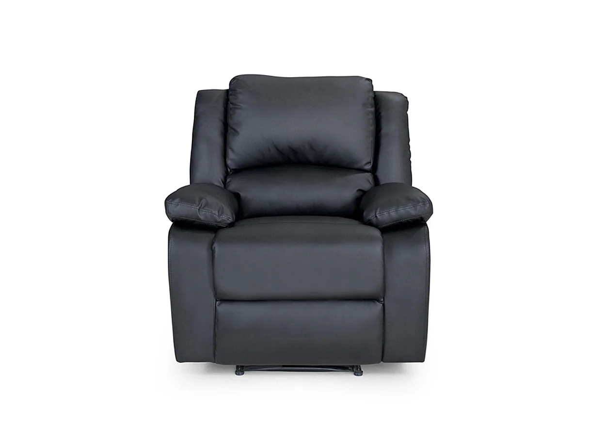 Fauteuil Relaxation 1 place Simili cuir Léo - Noir - L88 x 93 x 96cm - Loungitude