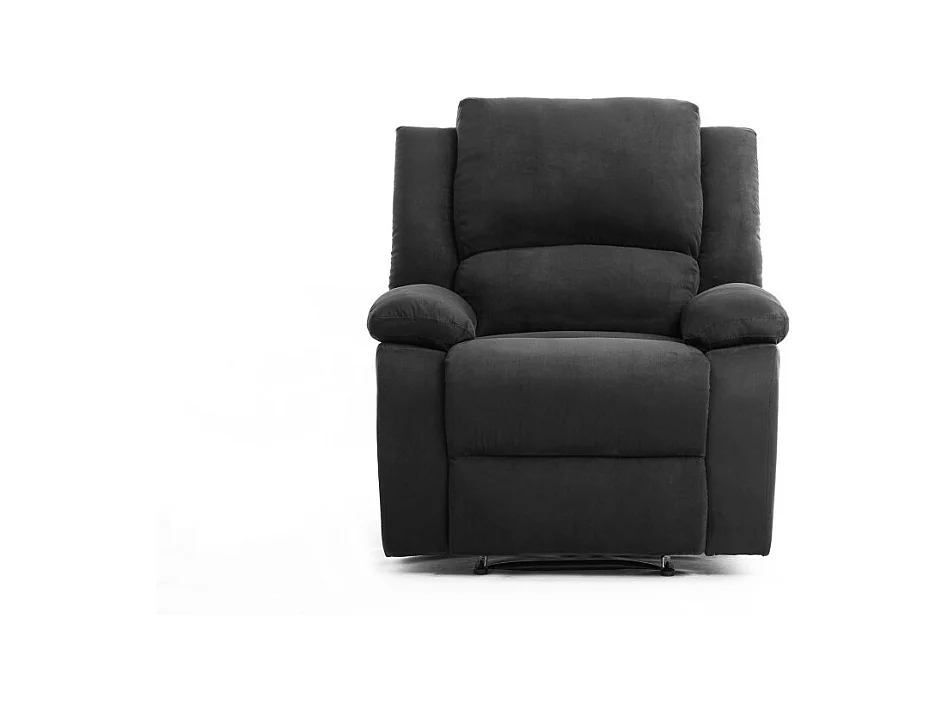 Fauteuil Relaxation 1 place Microfibre Noire Léo - L88 x 93 x 96cm - Loungitude