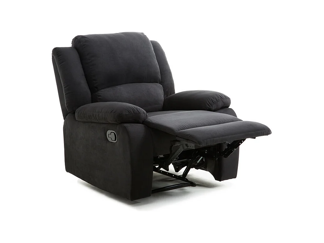 Fauteuil Relaxation 1 place Microfibre Noire Léo - L88 x 93 x 96cm - Loungitude