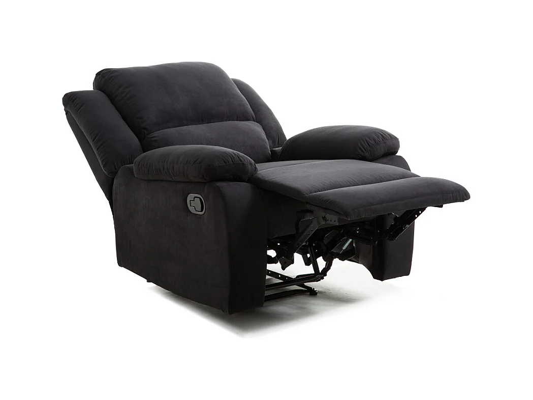 Fauteuil Relaxation 1 place Microfibre Noire Léo - L88 x 93 x 96cm - Loungitude