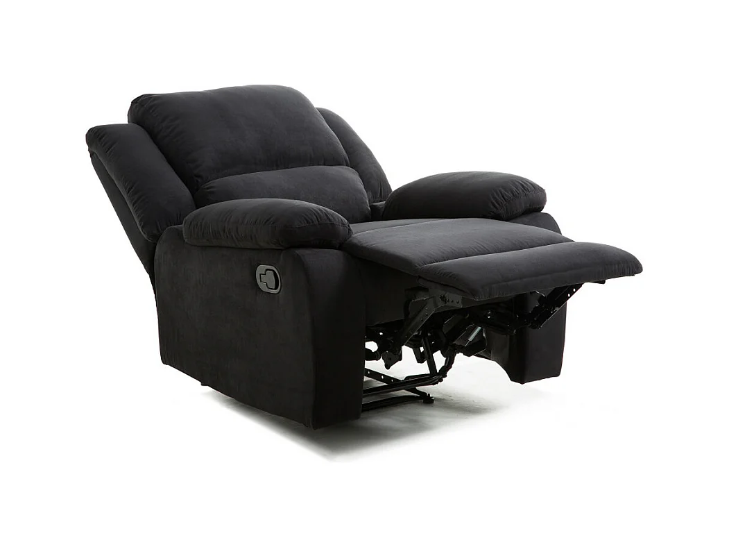 Fauteuil Relaxation 1 place Microfibre Noire Léo - L88 x 93 x 96cm - Loungitude