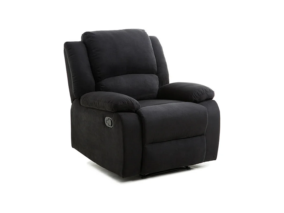 Fauteuil Relaxation 1 place Microfibre Noire Léo - L88 x 93 x 96cm - Loungitude