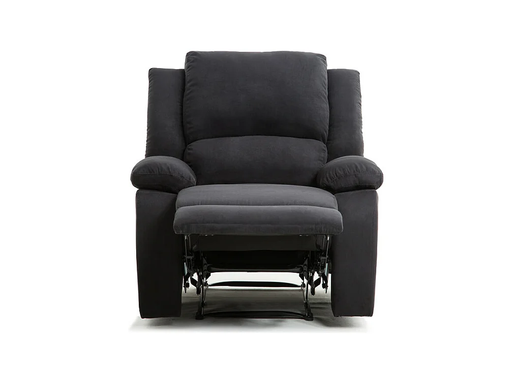 Fauteuil Relaxation 1 place Microfibre Noire Léo - L88 x 93 x 96cm - Loungitude