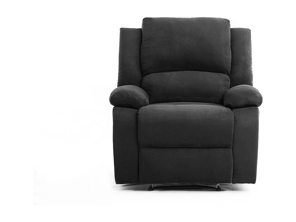 Fauteuil Relaxation 1 place Microfibre Noire Léo - L88 x 93 x 96cm - Loungitude