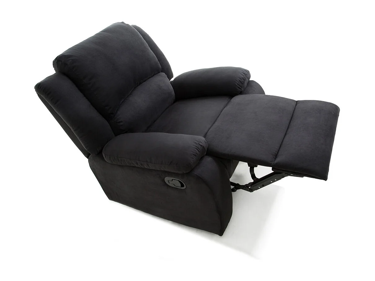 Fauteuil Relaxation 1 place Microfibre Noire Léo - L88 x 93 x 96cm - Loungitude