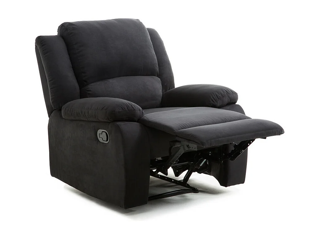 Fauteuil Relaxation 1 place Microfibre Noire Léo - L88 x 93 x 96cm - Loungitude