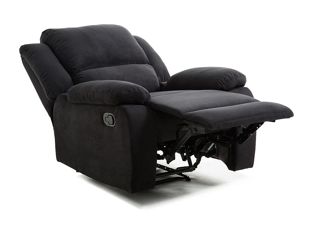Fauteuil Relaxation 1 place Microfibre Noire Léo - L88 x 93 x 96cm - Loungitude