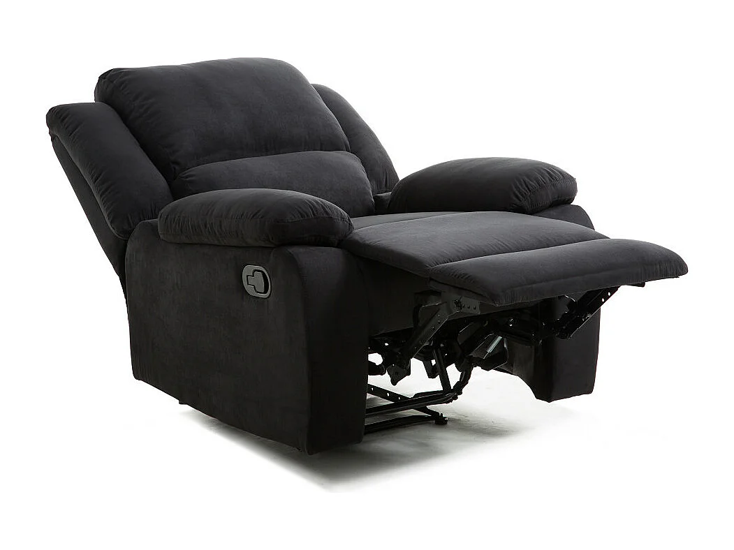 Fauteuil Relaxation 1 place Microfibre Noire Léo - L88 x 93 x 96cm - Loungitude