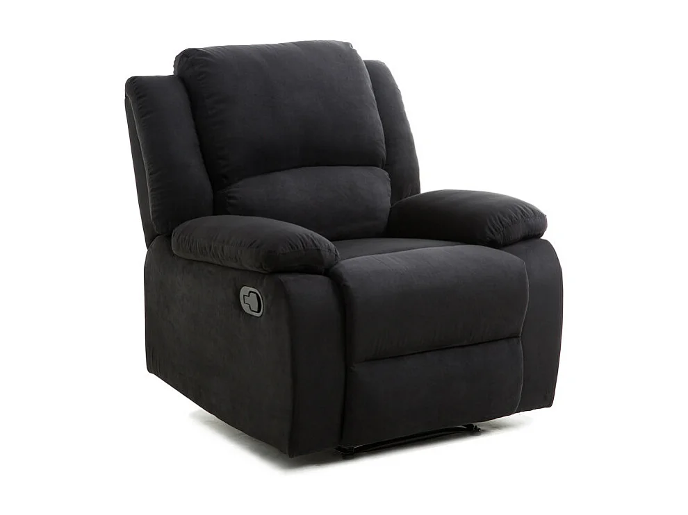 Fauteuil Relaxation 1 place Microfibre Noire Léo - L88 x 93 x 96cm - Loungitude