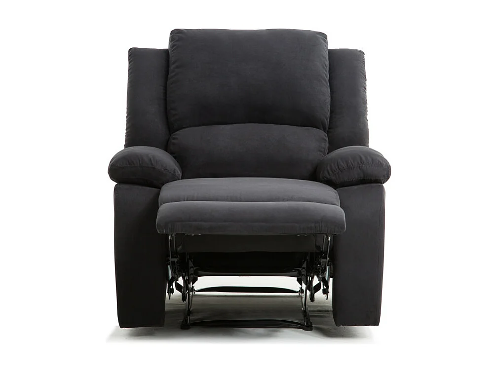 Fauteuil Relaxation 1 place Microfibre Noire Léo - L88 x 93 x 96cm - Loungitude