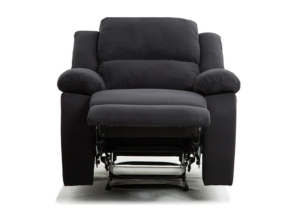 Fauteuil Relaxation 1 place Microfibre Noire Léo - L88 x 93 x 96cm - Loungitude