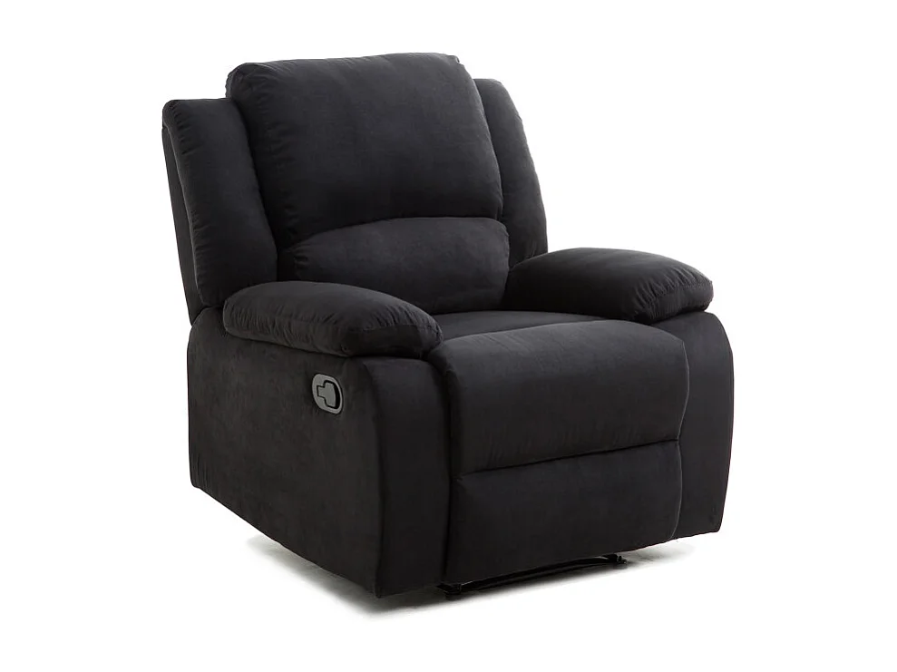 Fauteuil Relaxation 1 place Microfibre Noire Léo - L88 x 93 x 96cm - Loungitude