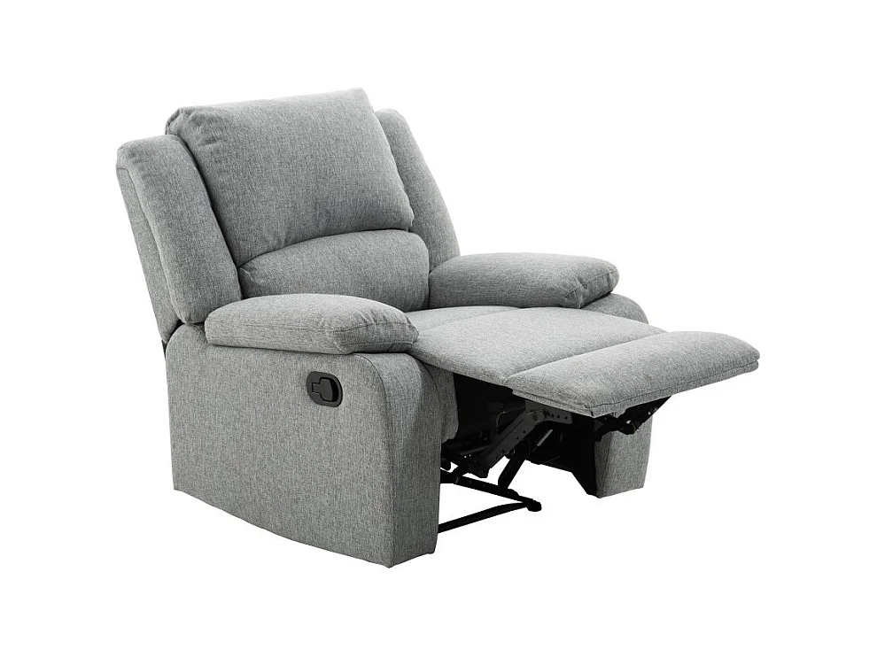 Fauteuil Relaxation 1 place Léo en Tissu - Gris clair - L88 x 93 x 96cm - Loungitude
