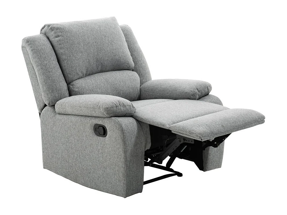Fauteuil Relaxation 1 place Léo en Tissu - Gris clair - L88 x 93 x 96cm - Loungitude