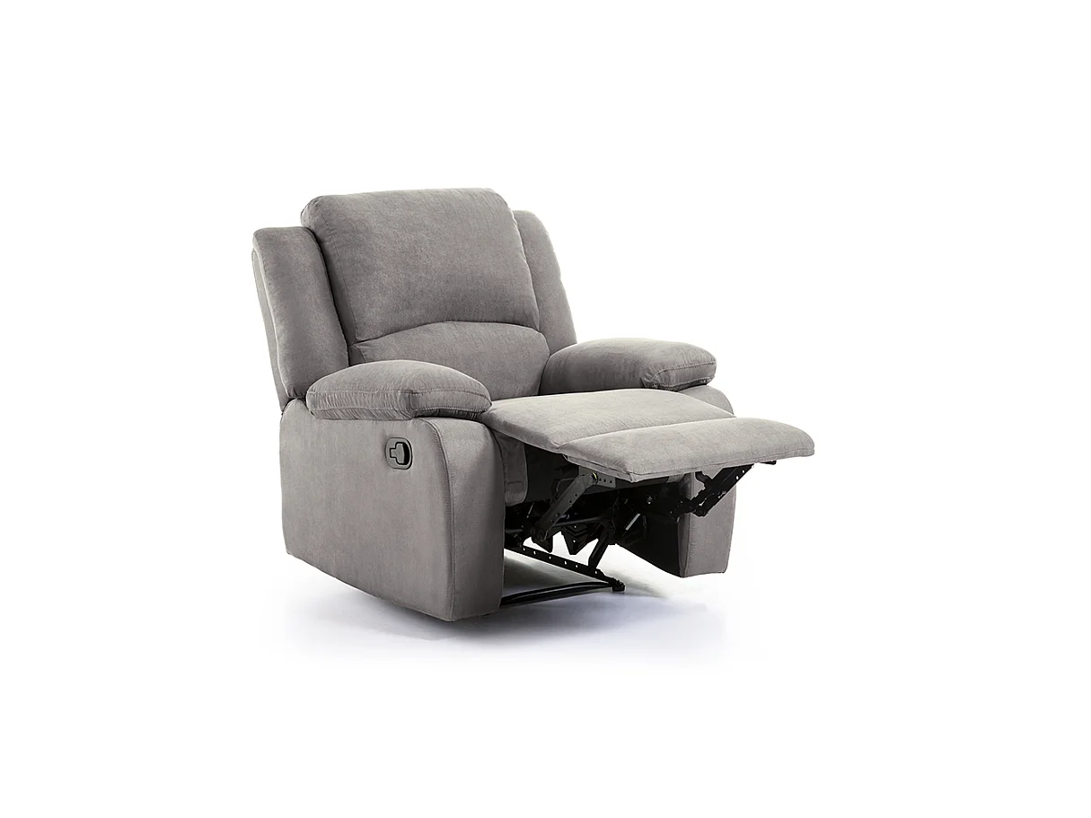Fauteuil Relaxation 1 place Microfibre Grise Léo - L88 x 93 x 96cm - Loungitude