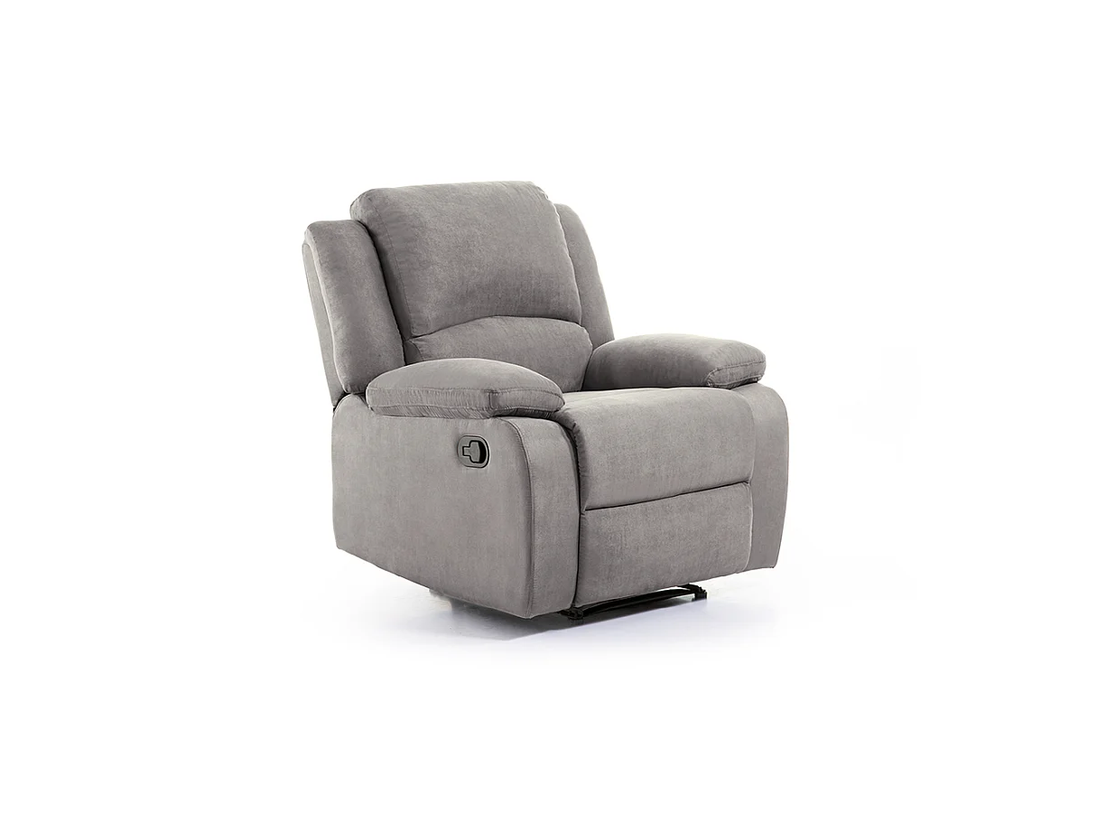 Fauteuil Relaxation 1 place Microfibre Grise Léo - L88 x 93 x 96cm - Loungitude
