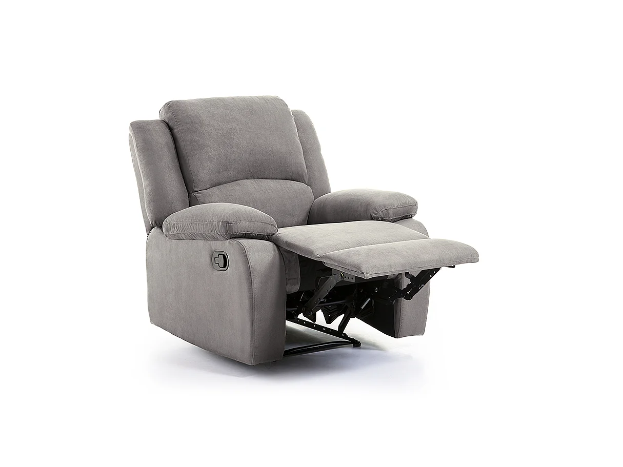 Fauteuil Relaxation 1 place Microfibre Grise Léo - L88 x 93 x 96cm - Loungitude