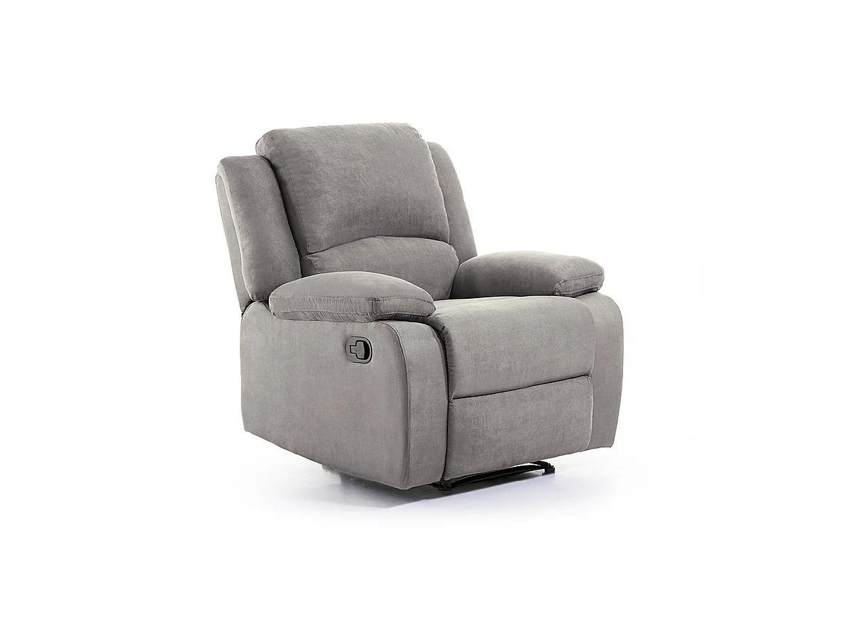 Fauteuil Relaxation 1 place Microfibre Grise Léo - L88 x 93 x 96cm - Loungitude