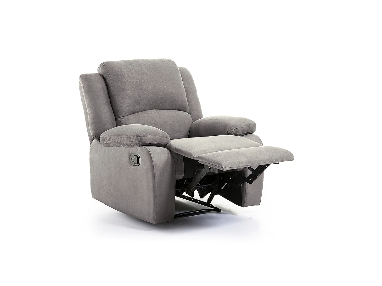 Fauteuil Relaxation 1 place Microfibre Grise Léo - L88 x 93 x 96cm - Loungitude