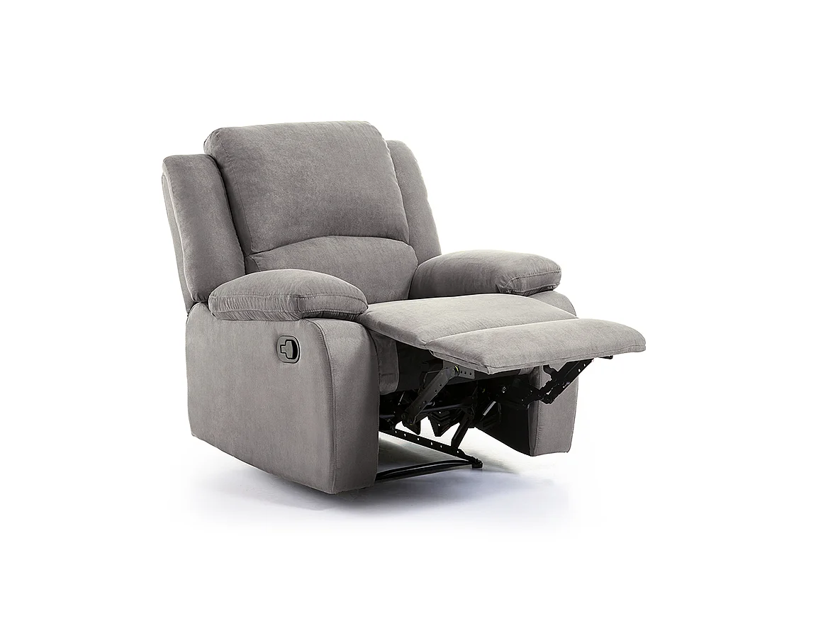 Fauteuil Relaxation 1 place Microfibre Grise Léo - L88 x 93 x 96cm - Loungitude