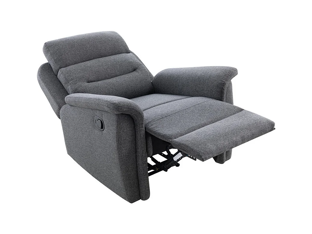Fauteuil de Relaxation 1 place en Tissu Gris Léon - Gris anthracite - L87 x 94 x 100cm - Loungitude