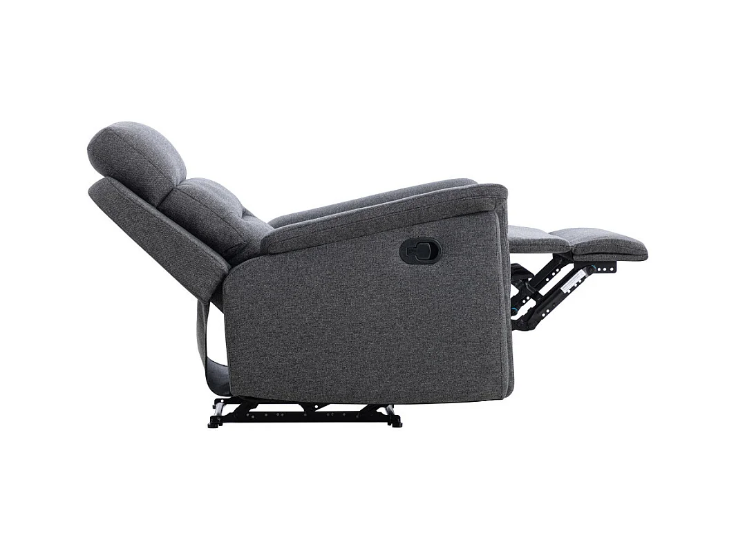 Fauteuil de Relaxation 1 place en Tissu Gris Léon - Gris anthracite - L87 x 94 x 100cm - Loungitude