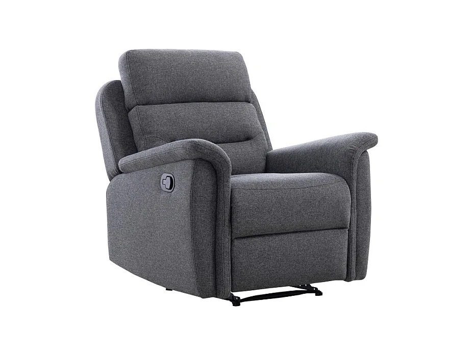 Fauteuil de Relaxation 1 place en Tissu Gris Léon - Gris anthracite - L87 x 94 x 100cm - Loungitude
