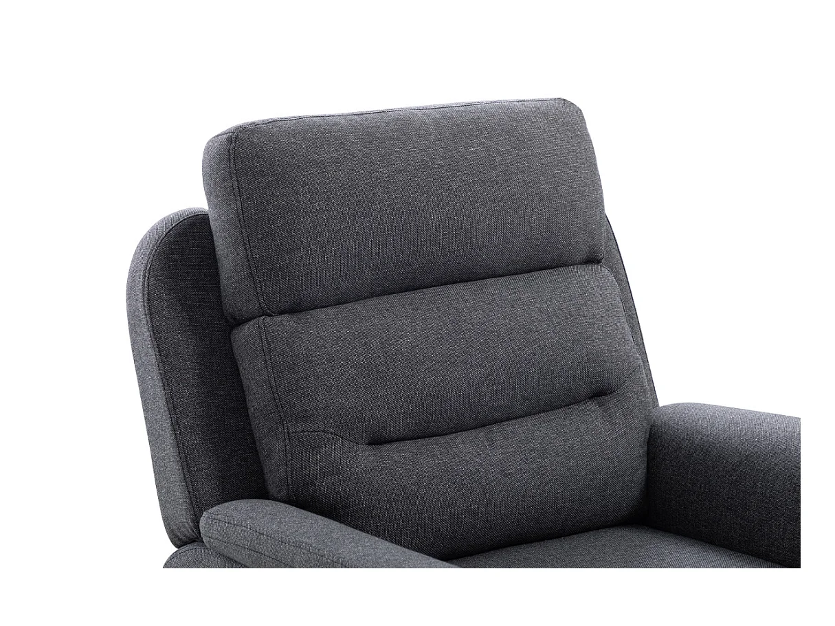 Fauteuil de Relaxation 1 place en Tissu Gris Léon - Gris anthracite - L87 x 94 x 100cm - Loungitude