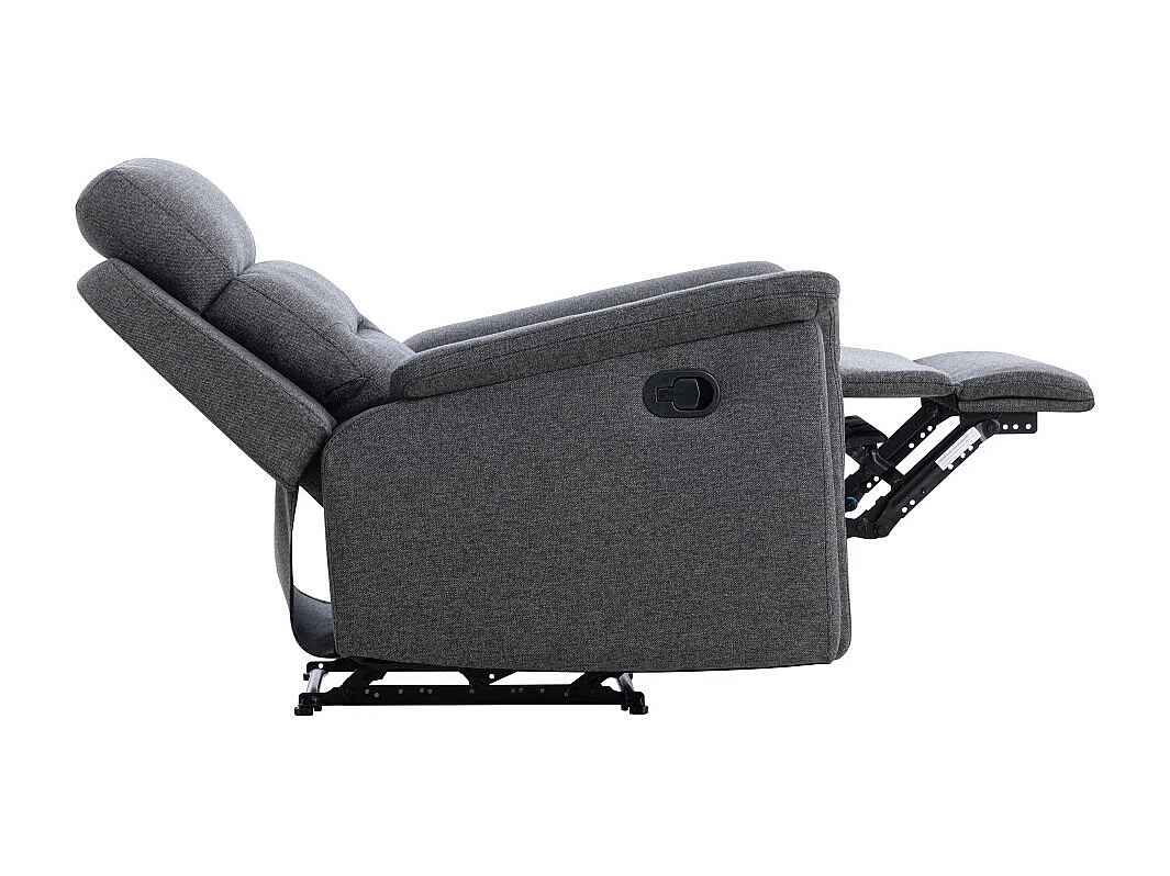 Fauteuil de Relaxation 1 place en Tissu Gris Léon - Gris anthracite - L87 x 94 x 100cm - Loungitude