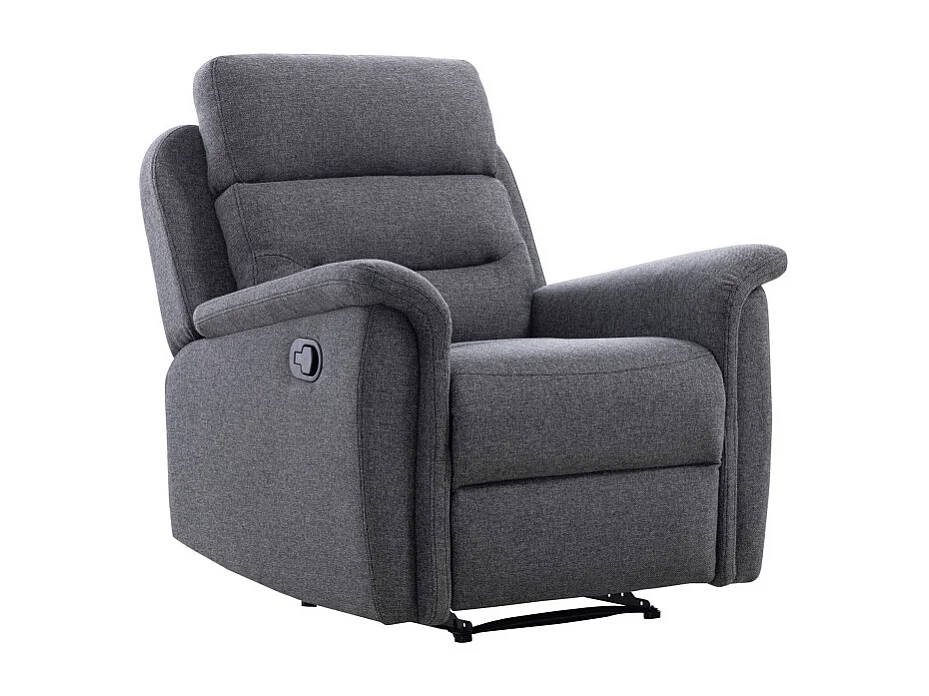 Fauteuil de Relaxation 1 place en Tissu Gris Léon - Gris anthracite - L87 x 94 x 100cm - Loungitude