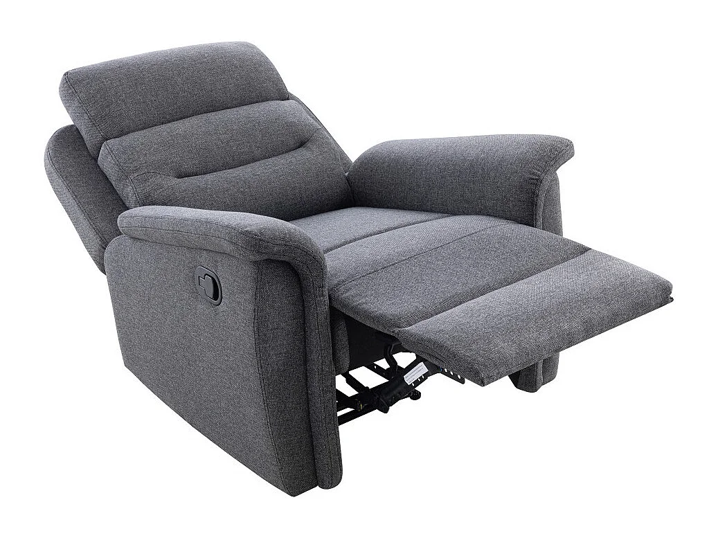 Fauteuil de Relaxation 1 place en Tissu Gris Léon - Gris anthracite - L87 x 94 x 100cm - Loungitude