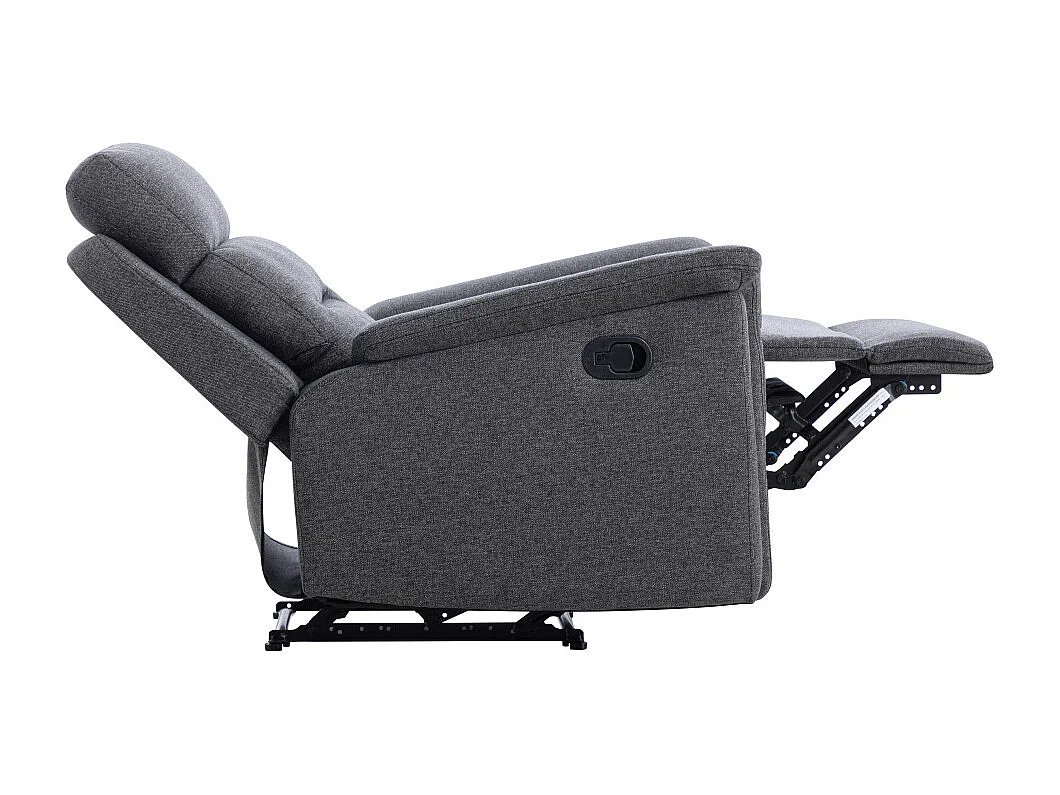 Fauteuil de Relaxation 1 place en Tissu Gris Léon - Gris anthracite - L87 x 94 x 100cm - Loungitude