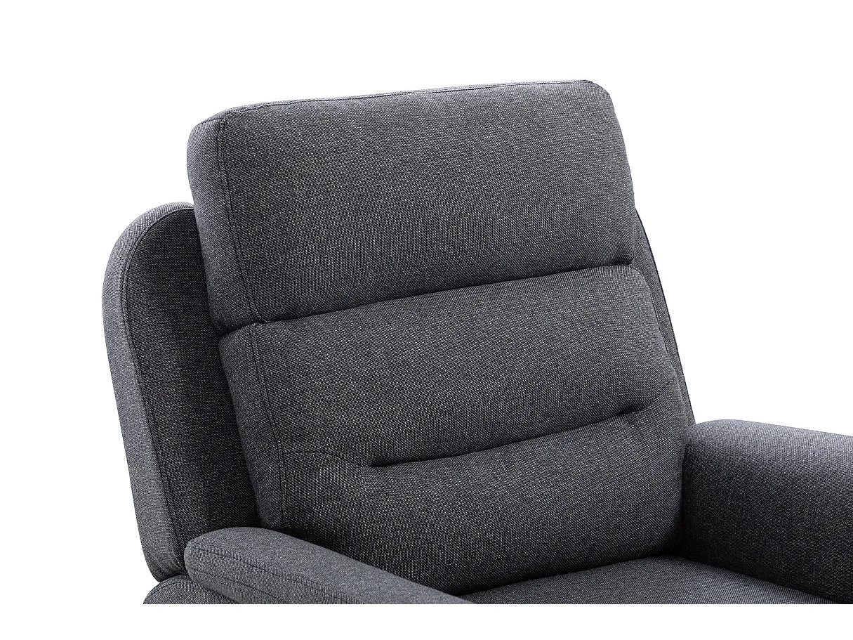 Fauteuil de Relaxation 1 place en Tissu Gris Léon - Gris anthracite - L87 x 94 x 100cm - Loungitude