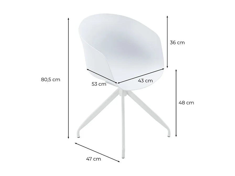Chaise pivotante BOB pieds en métal - Blanc