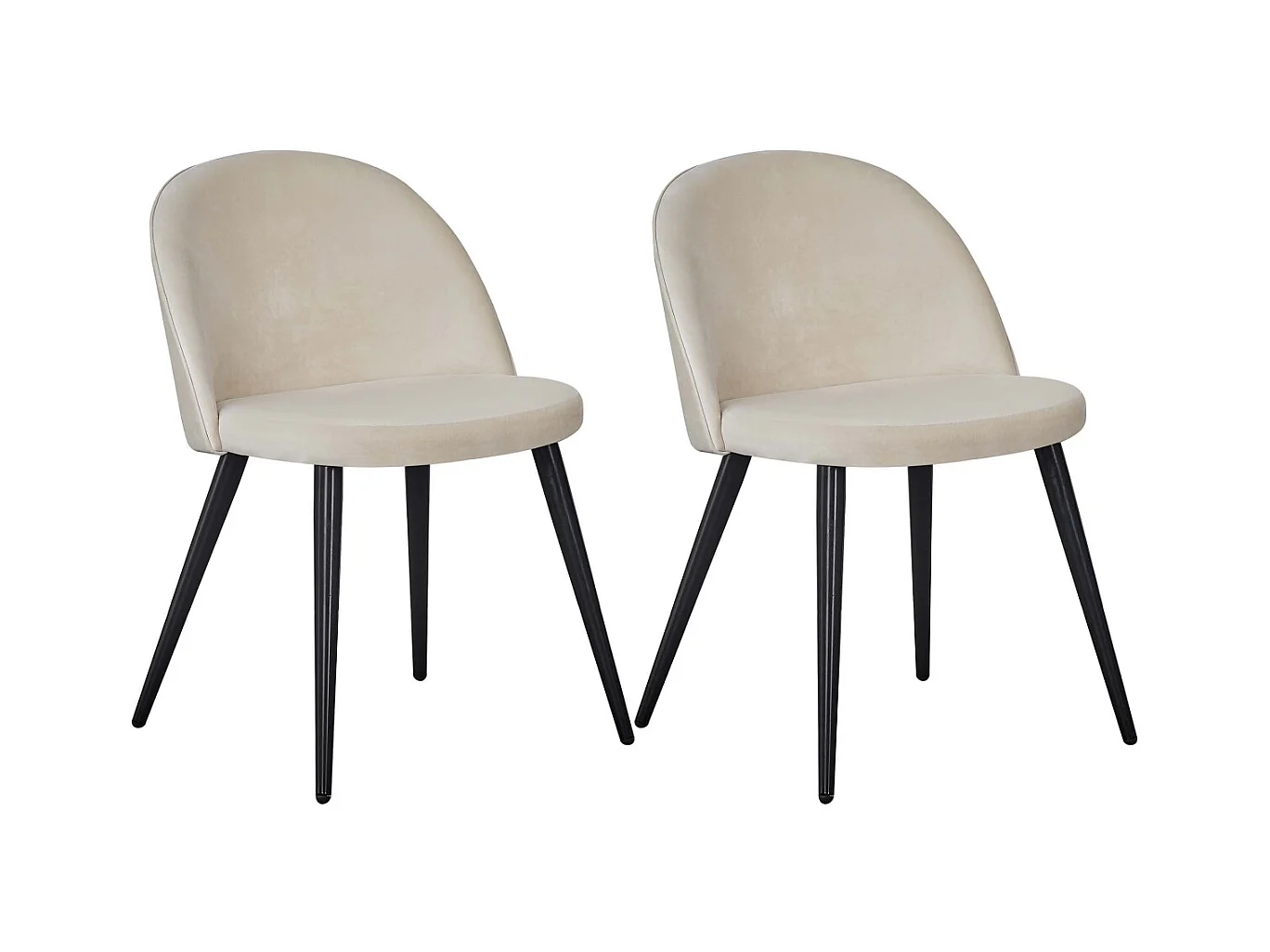 Chaise en velours avec pieds en acier Velvet (Lot de 2) Beige