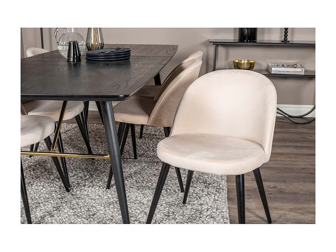 Chaise en velours avec pieds en acier Velvet (Lot de 2) Beige